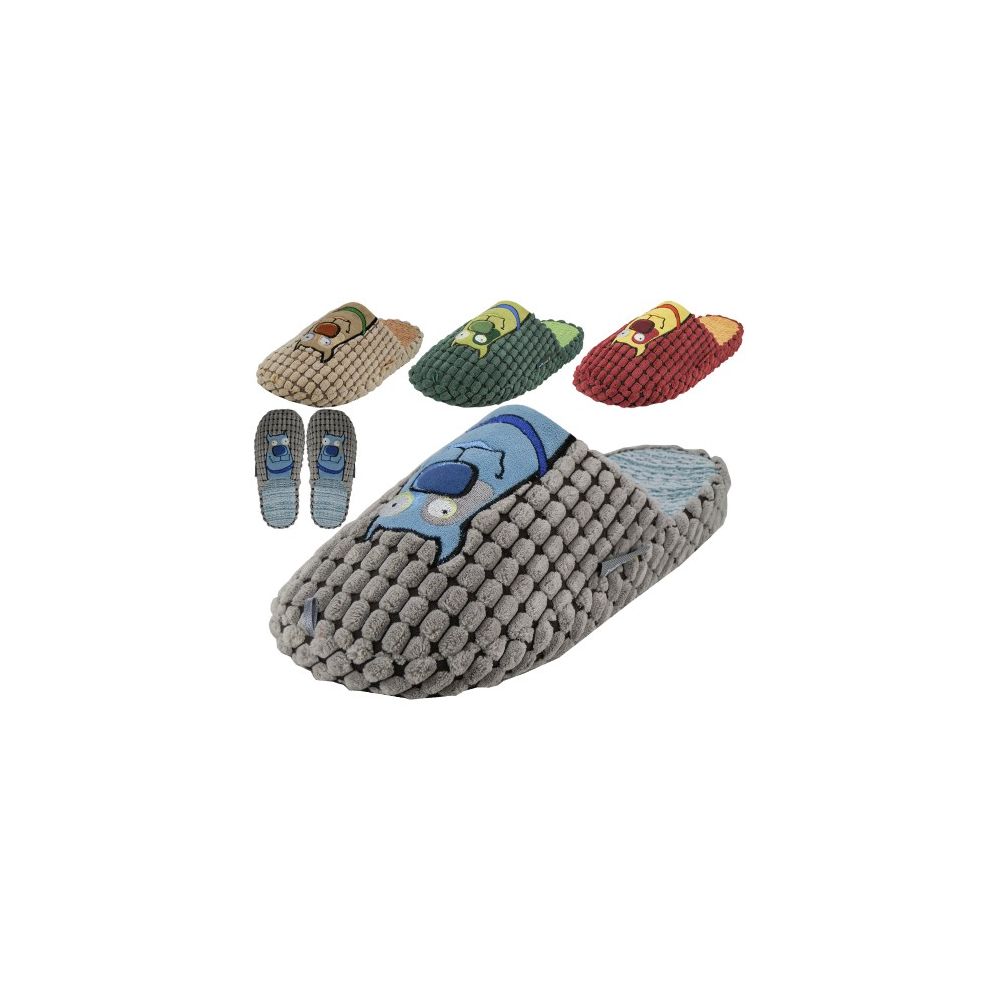 Wholesale Footwear Men's Cotton Corduroy With Dog Embroidery Upper House Slippers