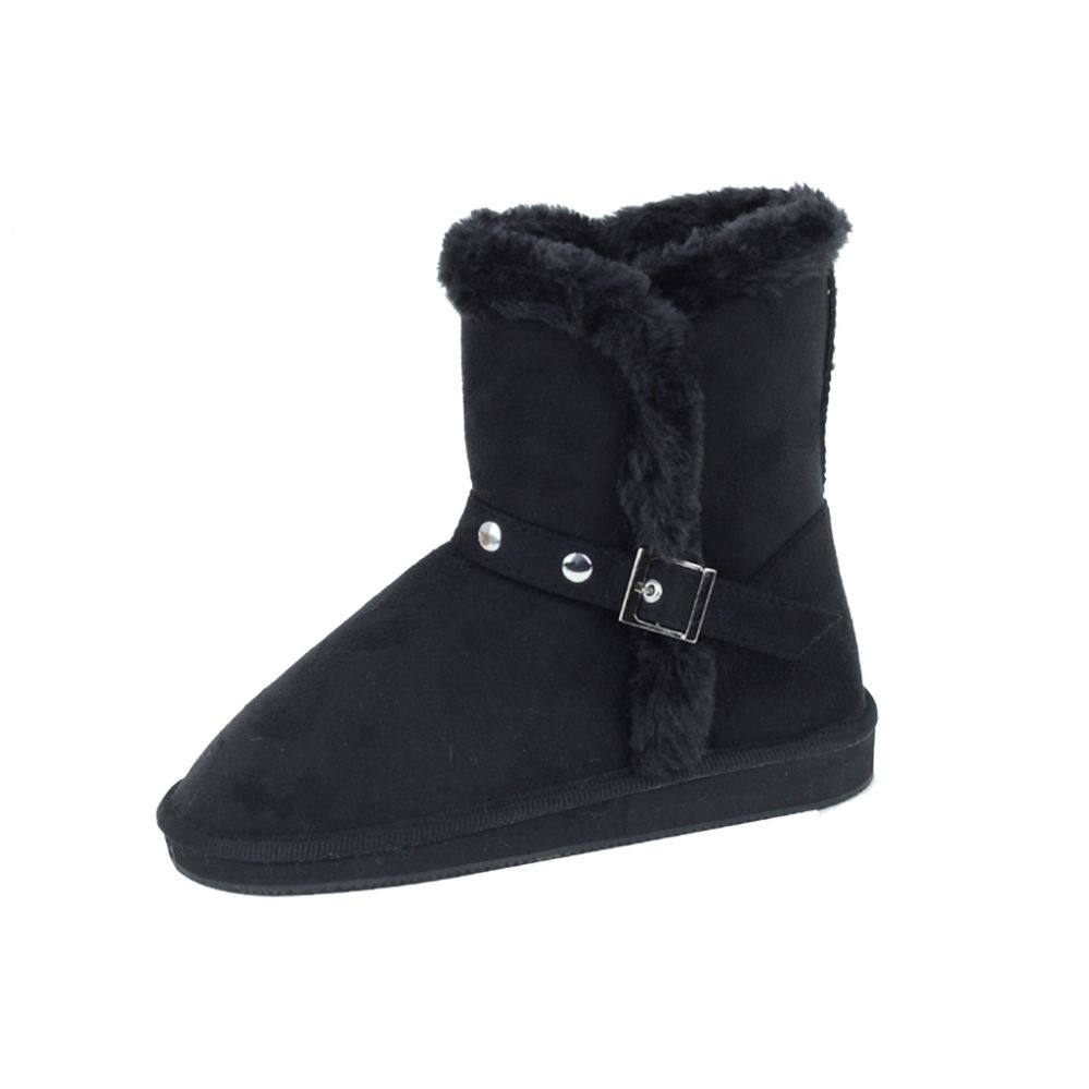 Wholesale Footwear Ladies Faux Far Lining Winter Boot Black Color