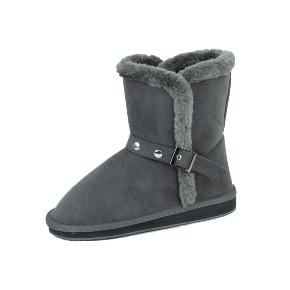 Wholesale Footwear Ladies Faux Far Lining Winter Boot Grey Color