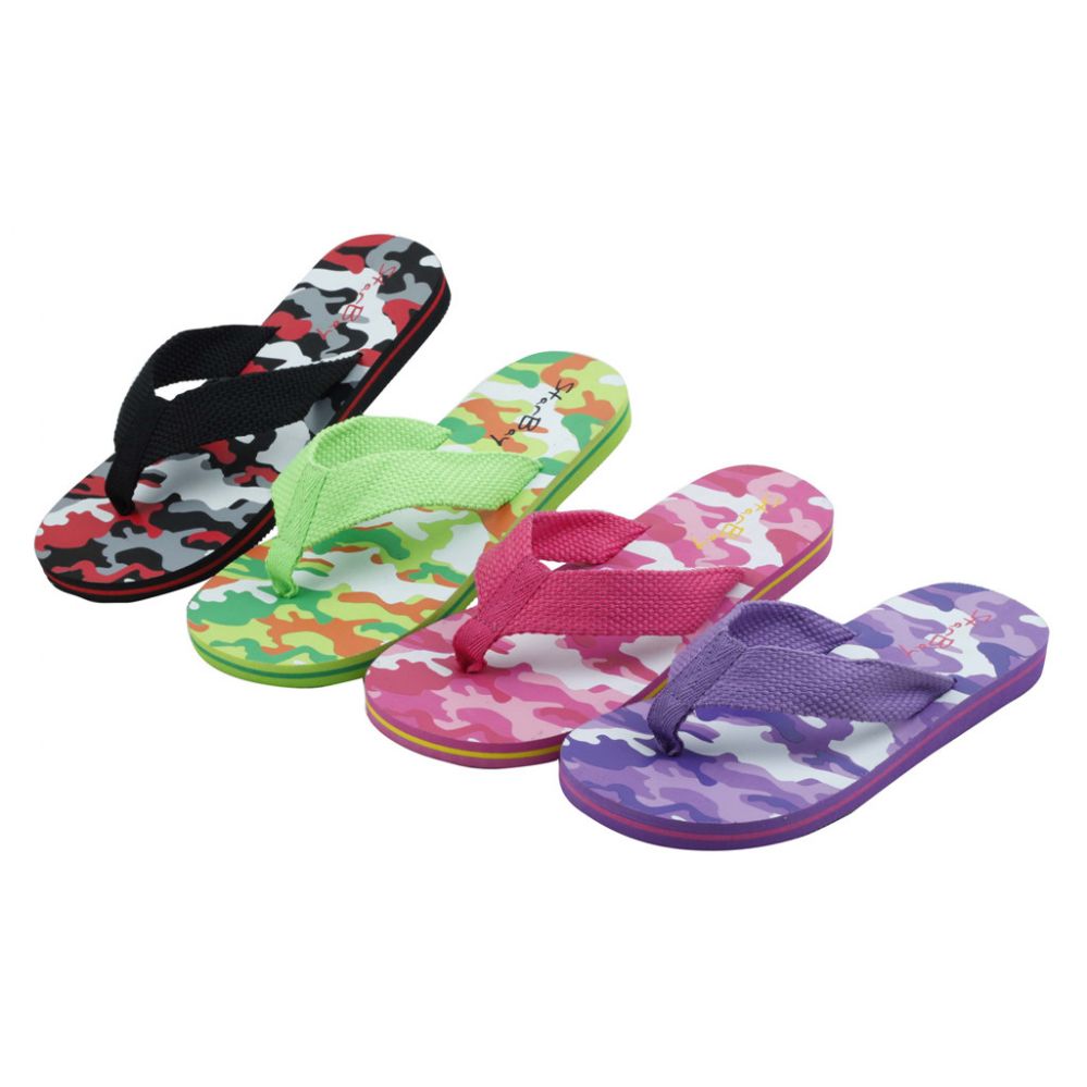 Wholesale Footwear Girls Camo Printed Flip Flop (assorted Colors)