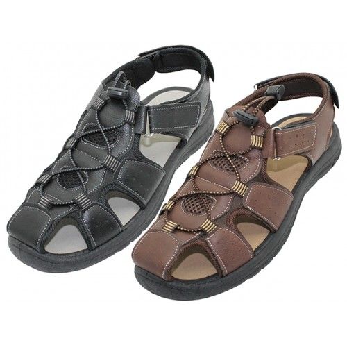 Wholesale Footwear Men's "wave" Sport Hiker Sandals With  Touch Closure Back