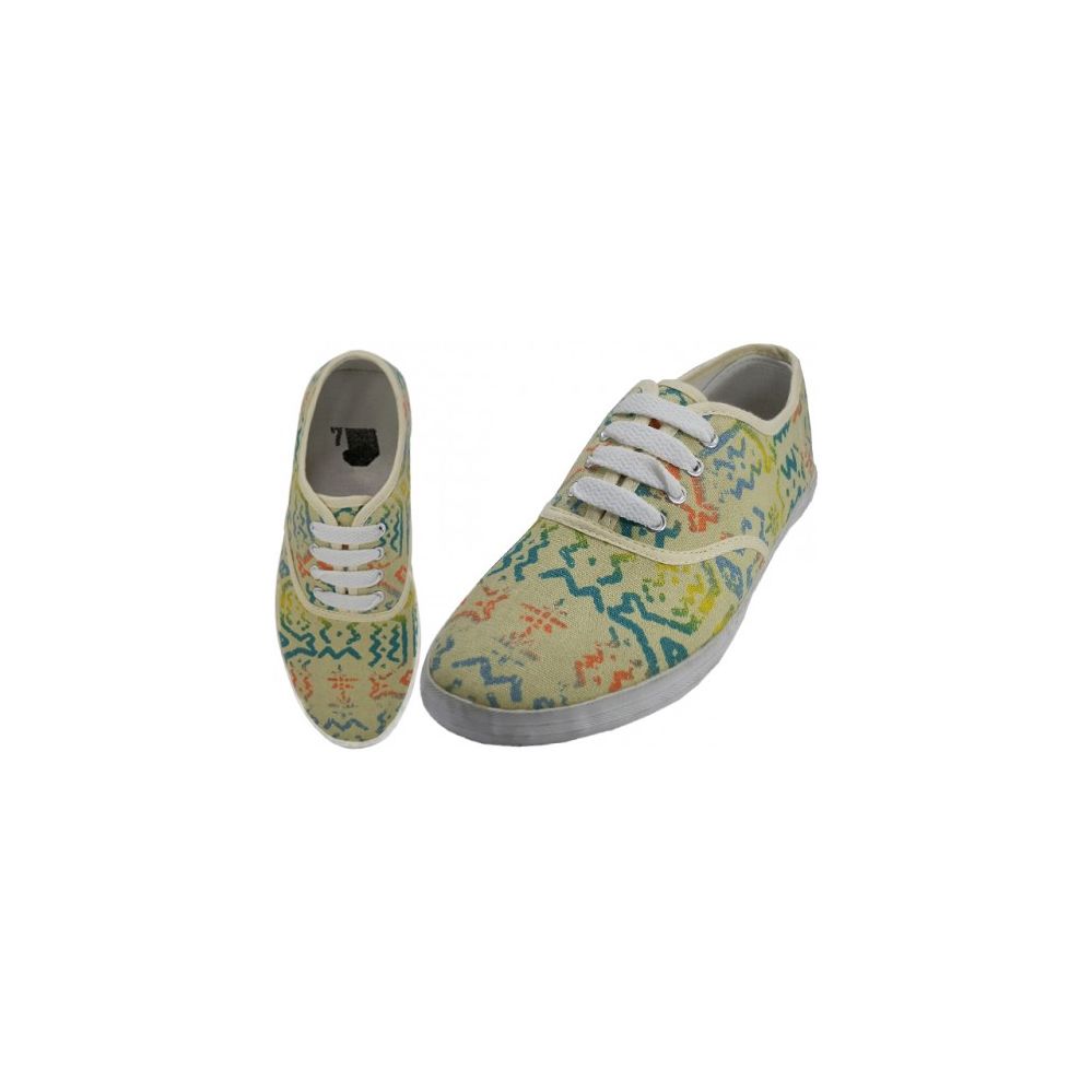 Wholesale Footwear Women's Yellow Lace Up Canvas Shoes