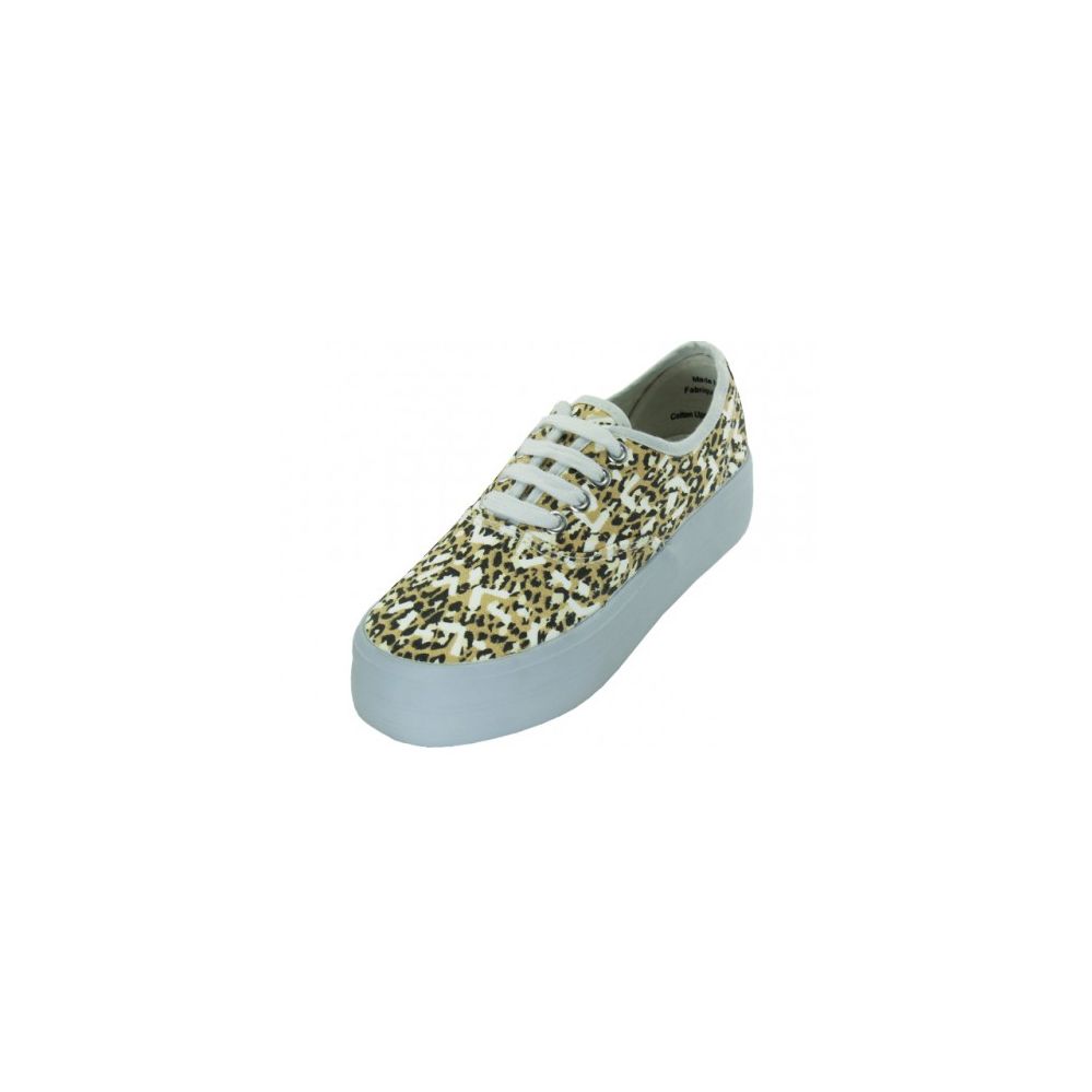 Wholesale Footwear Women's Platform Lace Up Canvas Shoes In Leopard Print