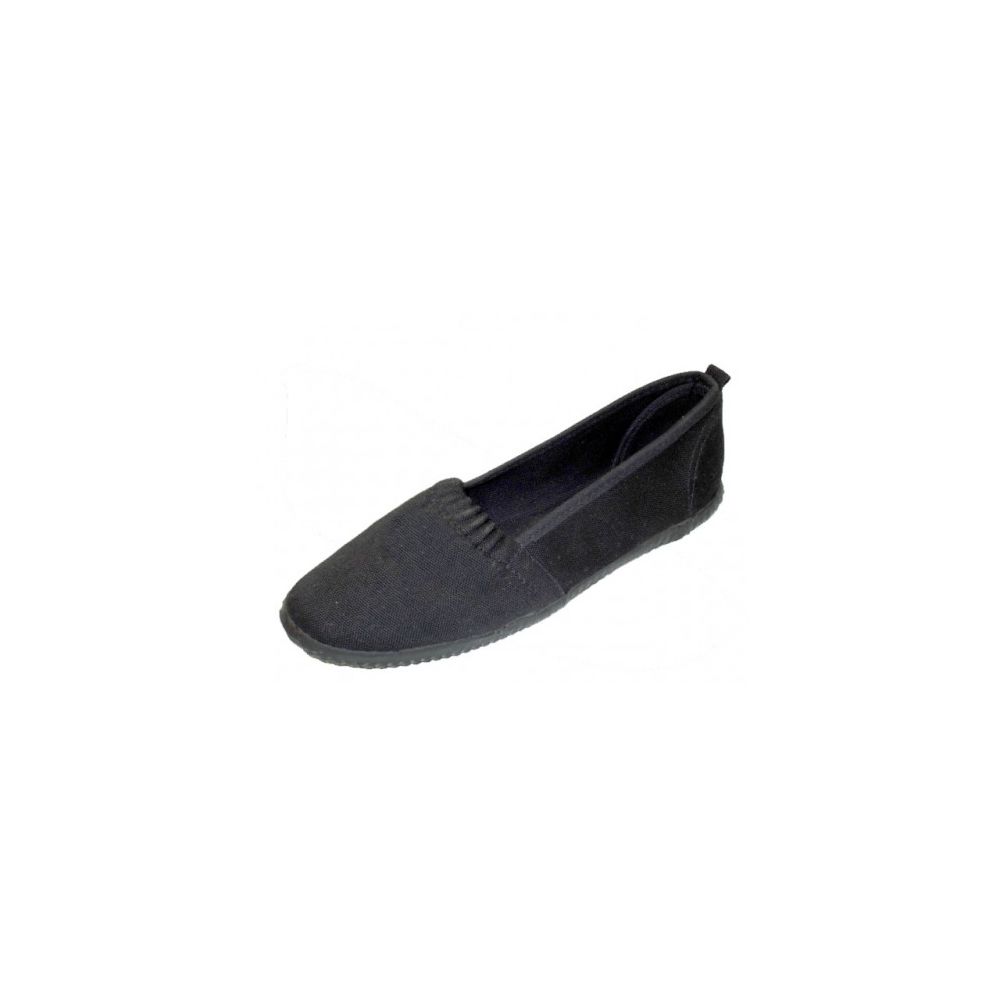 Wholesale Footwear Ladies' Elastic Canvas Shoe All Black Only