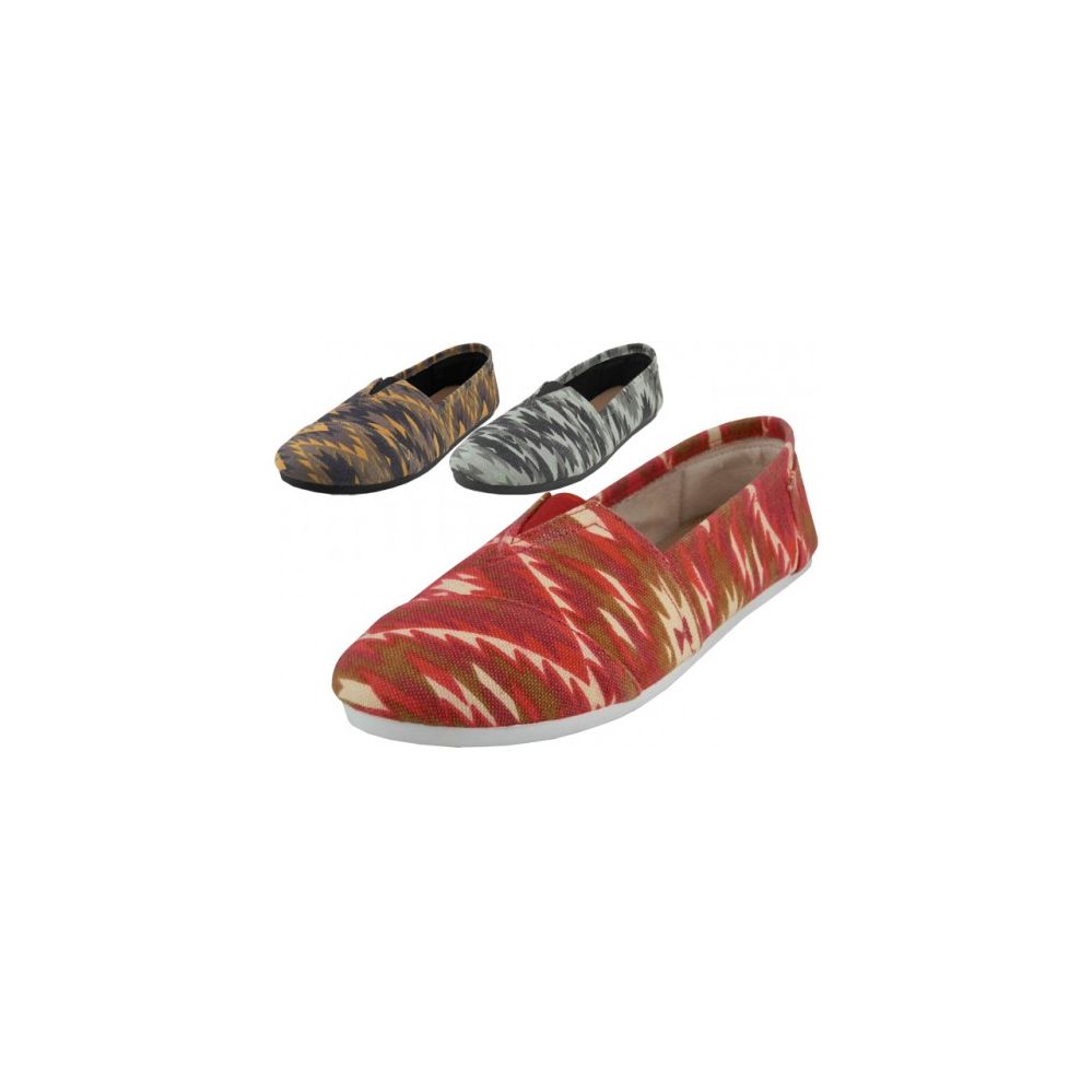 Wholesale Footwear Women's Slip On Casual Canvas Shoe ( *asst. Ikat Printed )