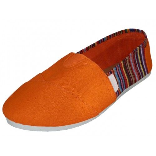 Wholesale Footwear Women's Slip On Casual Canvas Shoe ( *orange Color )