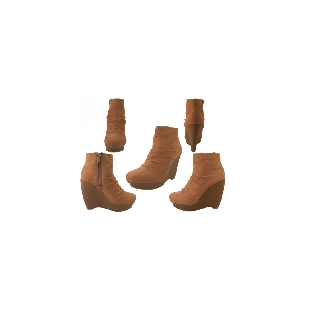 Wholesale Footwear Women Micro Suede Side Zipper Boot With 4 1/2 ' Wedge