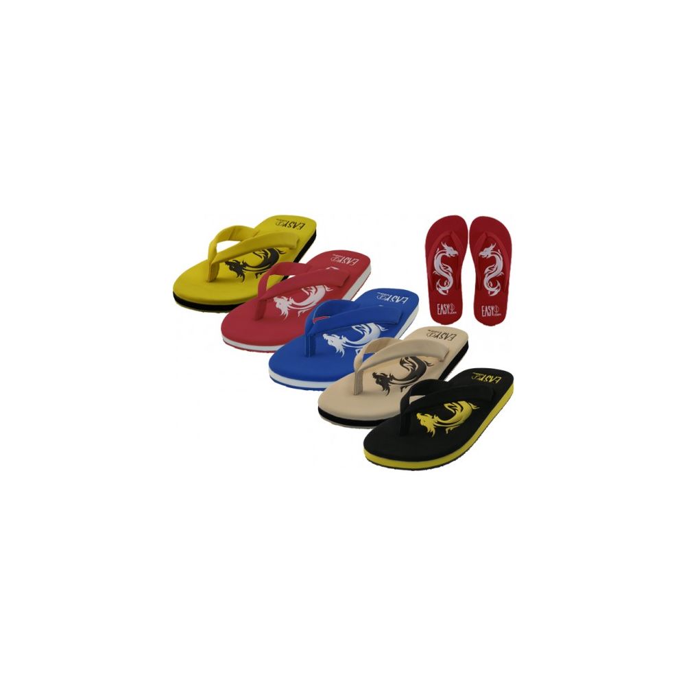 Wholesale Footwear Men's Dragon Embossed Thong Sandals