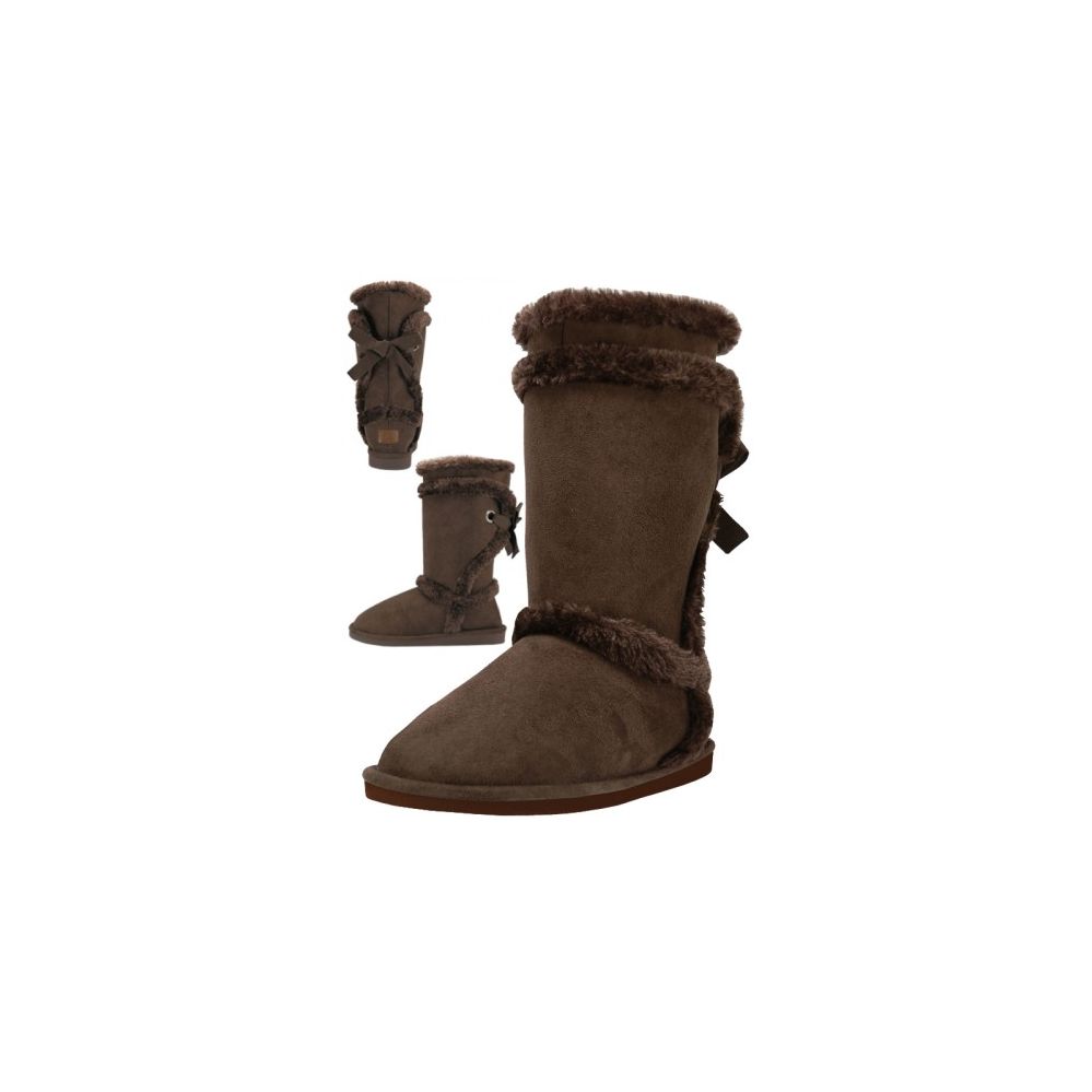 Wholesale Footwear Women's Microfiber Faux Fur Lining Warmest Winter Boots In Brown