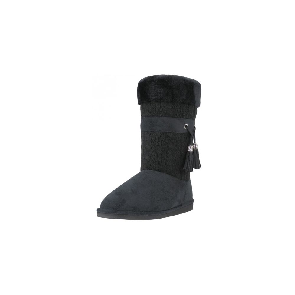 Wholesale Footwear Women's Microfiber Knitts Faux Fur Lining With Tassel Winter Boots In Black