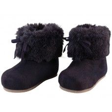 Wholesale Footwear Baby's Faux Fur Cuff Winter Boots In Dark Purple