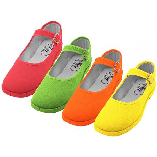 Wholesale Footwear Girls' Cotton Mary Jane Shoes Assorted Neon Color Only