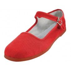 Wholesale Footwear Women's Canvas Classic Mary Janes In Red Sizes 35-41