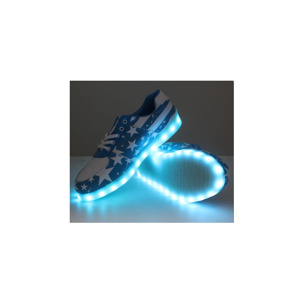 Wholesale Footwear Led Shoes Adult Mix Size Blue With White Stars