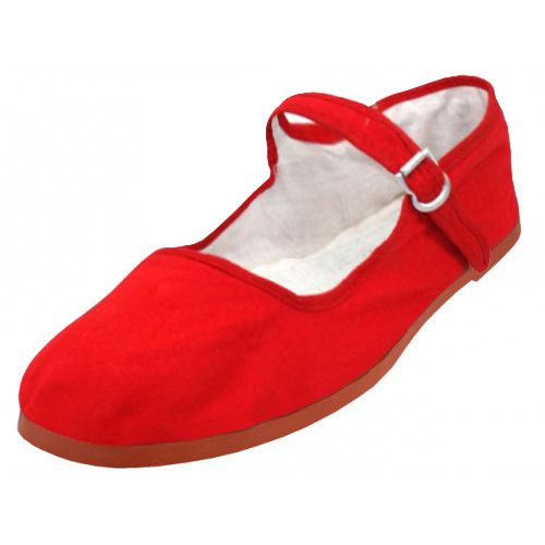Wholesale Footwear Girl's Classic Cotton Mary Jane Shoes Red Color Only