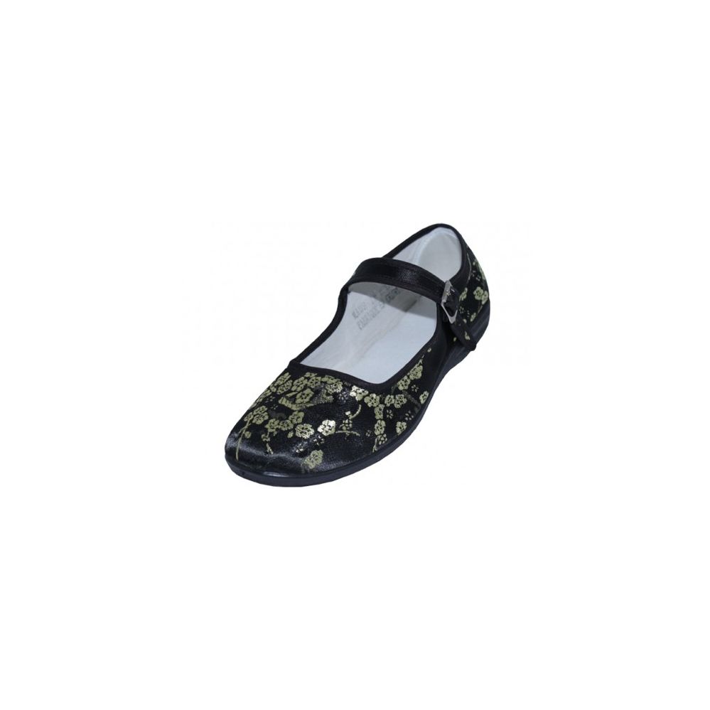 Wholesale Footwear Women's Satin Brocade Mary Jane Shoes( Black Color Only )