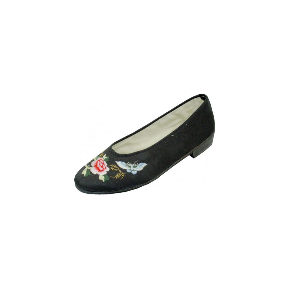 Wholesale Footwear Women's Satin Embroidered Shoes (black Color Only)