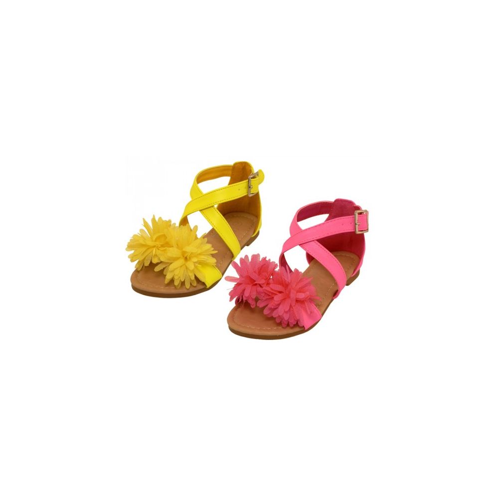 Wholesale Footwear Toddlers Silk Mesh Flower Top Cross Strap Sandals