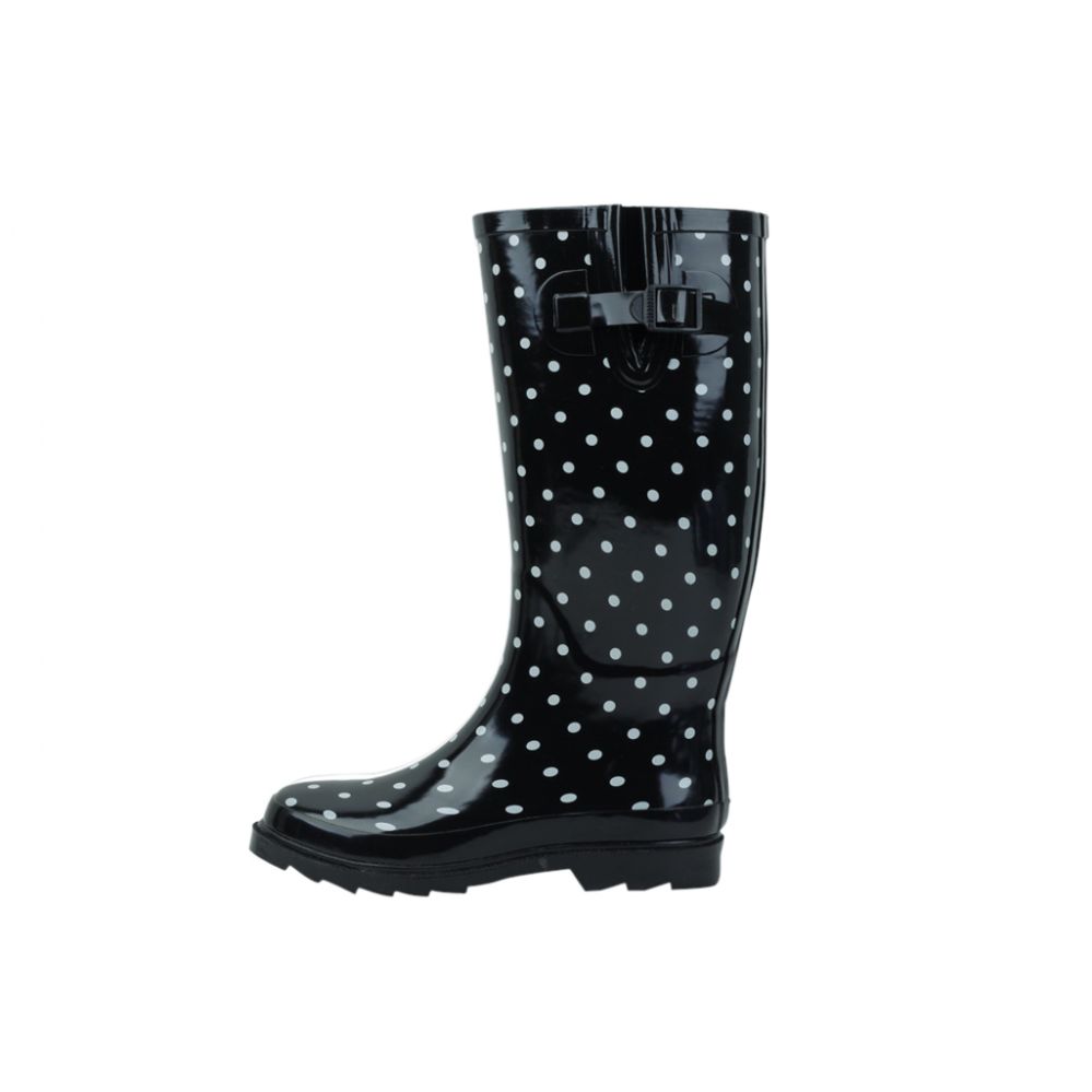 Wholesale Footwear Ladies Polka Dot Rubber Rain Boots (13 Inches Tall