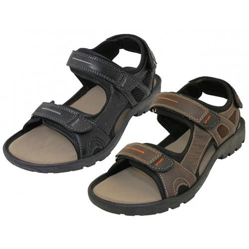 Wholesale Footwear Men's Double  Touch Closure Man Made Leather Sandals