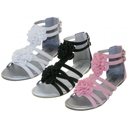 Wholesale Footwear Youth's Silk Flower Top Gladiator Sandals