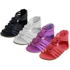 Wholesale Footwear Girl's Flower Top Gladiator Sandals