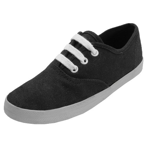 Wholesale Footwear Children's Lace Up Casual Canvas Shoes Black Color Only