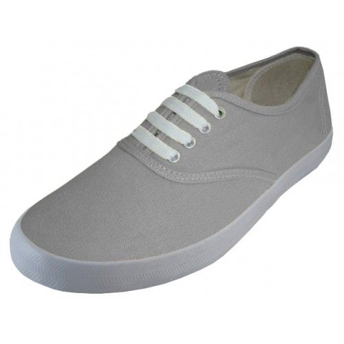 Wholesale Footwear Women's Lace Up Casual Canvas Shoes Gray Color