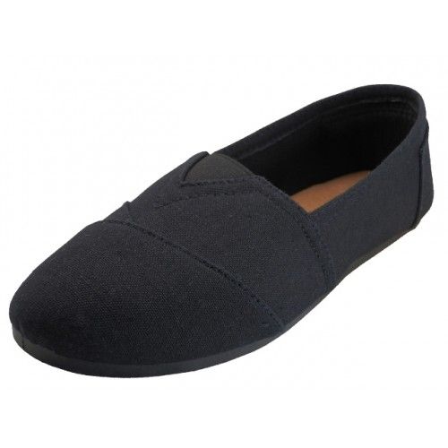 Wholesale Footwear Women's Slip On Casual Canvas Shoes In Black Sizes 5-10