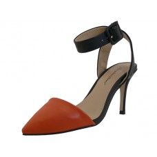 Wholesale Footwear Women's Angeles Shoes Ankle High Heel Triangle Close Toe Sandals Orange Color