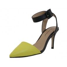 Wholesale Footwear Women's Angeles Shoes Ankle High Heel Triangle Close Toe Sandals Yellow Color