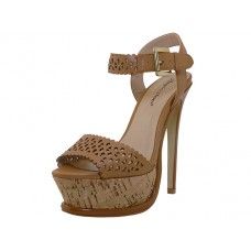 Wholesale Footwear Women's Angeles Shoes HI-Heel Sandals Tan Color
