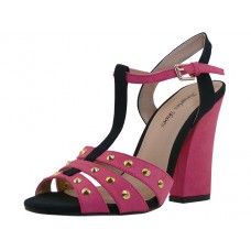 Wholesale Footwear Women's Angeles Shoes High Heel Ankle Strip Sandal Fuchsia Color