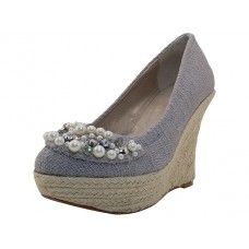 Wholesale Footwear Women's"angeles Shoes High Wedge Sandal Gray Color
