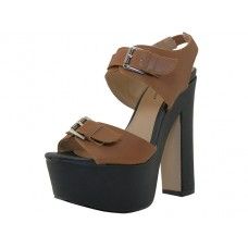 Wholesale Footwear Women's "angeles Shoes" HI-Heel Sandals Tan Color