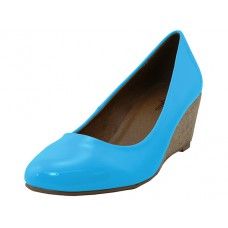 Wholesale Footwear Women's "angeles Shoe" Wedge Heel Pump Torquoise Color
