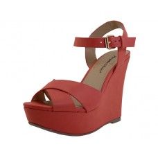 Wholesale Footwear Women's "angeles Shoes" HI-Platform Strip Sandals Coral Color