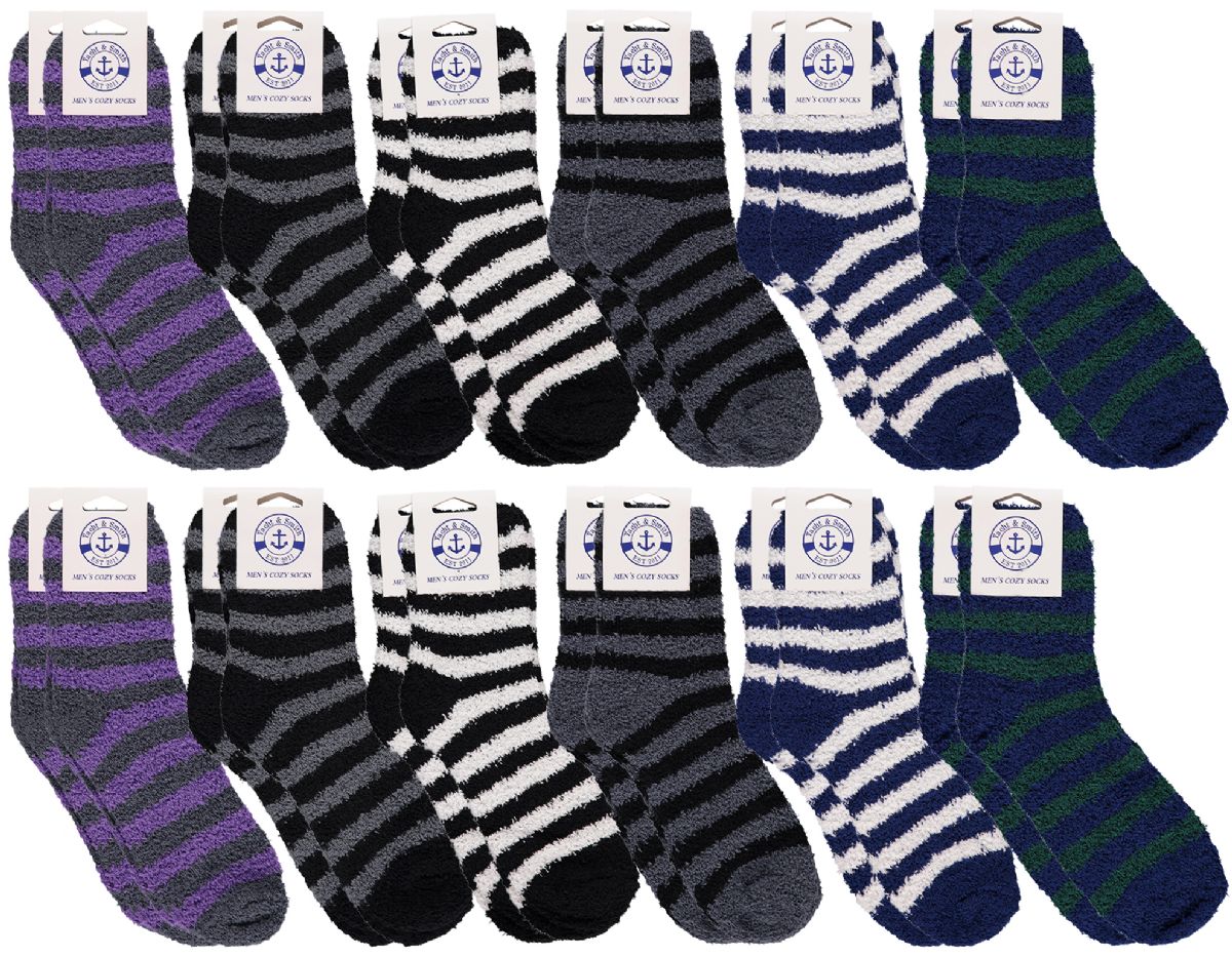Wholesale Footwear Yacht & Smith Men's Assorted Colored Warm & Cozy Fuzzy Socks