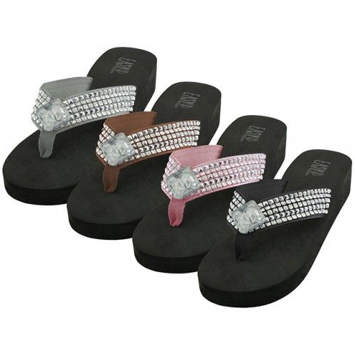 Wholesale Footwear Women's Rhinestone Thong Sandals
