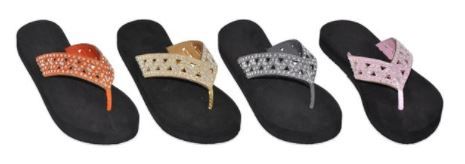 Wholesale Footwear Girls Assorted Color Flip Flops With Rhinestones