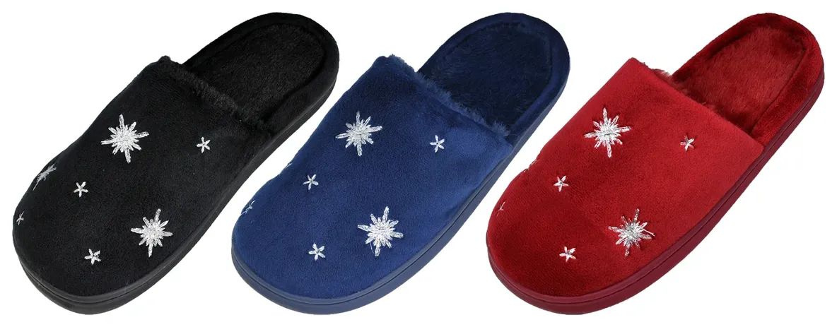 Wholesale Footwear Ladies Starry Fuzzy Slippers