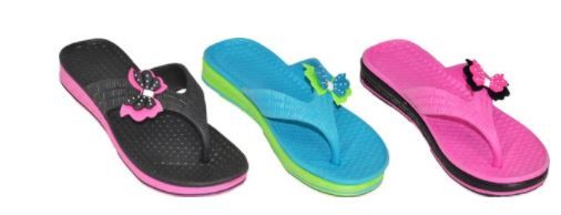 Wholesale Footwear Girls Assorted Color Flip Flops With Butterfly