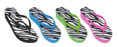 Wholesale Footwear Girl's Assorted Color Flip Flops Zebra