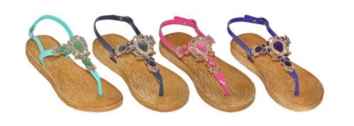 Wholesale Footwear Girls Assorted Color Flip Flops With Rhinestones