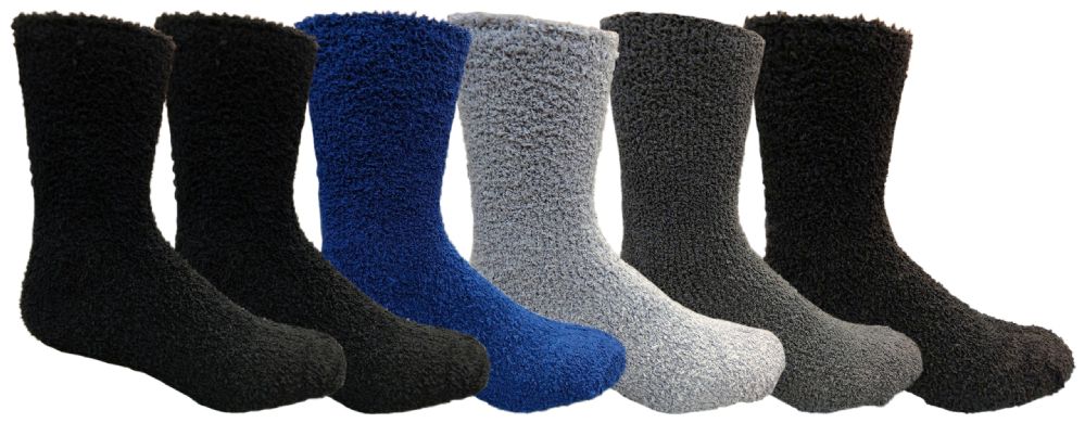 Wholesale Footwear Yacht & Smith Men's Assorted Colored Warm Cozy Fuzzy Socks