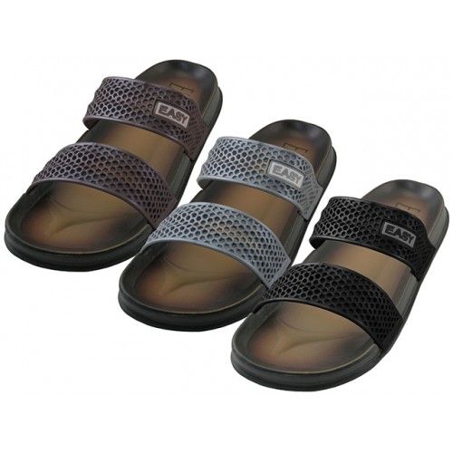 Wholesale Footwear Men's Double Stripe Rubber Soft Sandal Slides