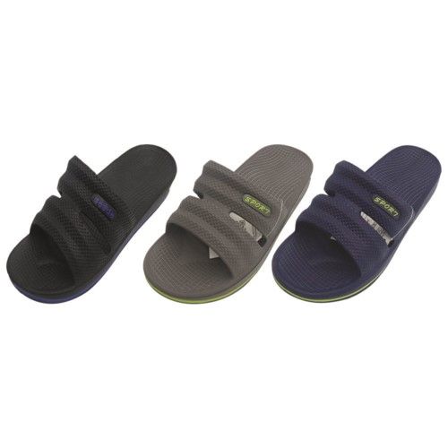 Wholesale Footwear Men's Solid Sport Slippers Sizes 8-13