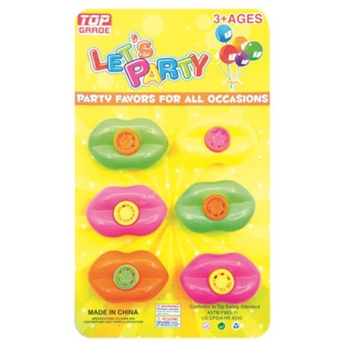 Wholesale Footwear Party Favor Six Piece Lips Whistles