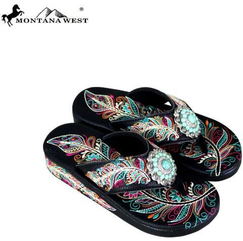 Wholesale Footwear Montana West Fun Novelty Embroidered Collection Flip Flops Case