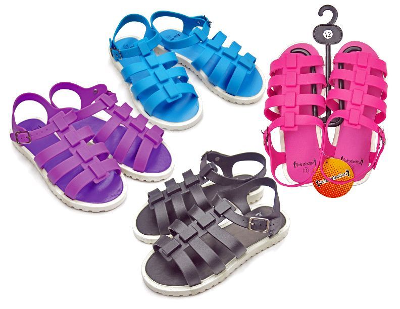 Wholesale Footwear Girl's Gladiator Sandals W/ Side Buckle - Assorted Colors